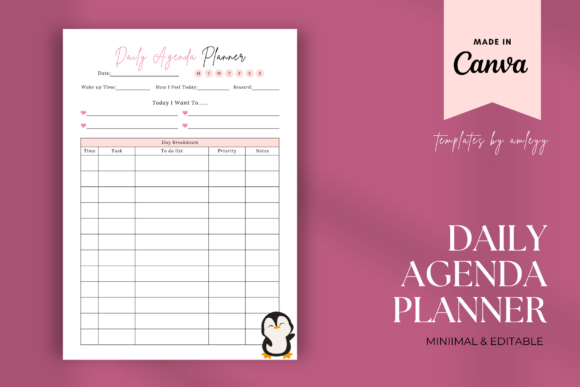 Download Minimal Cute Daily Agenda Planner - Premium Bundle